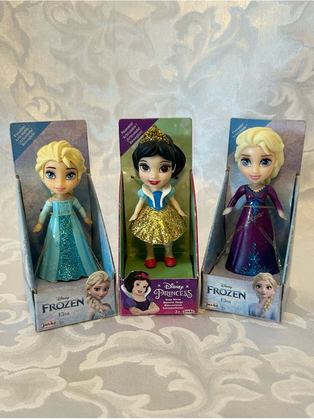 Lot Of 3 Jakks Pacific Miniature Disney Princesses, Frozen Elsa & Snow White